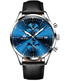 OLEVS Relógio Masculino Original Quartzo a Prova D'água Aço Inoxidável Couro 2880 42mm