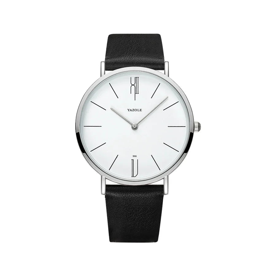 RUNERR Relógio Masculino Original Minimalista Quartzo Impermeável Aço Inoxidável Couro TMC739 40mm