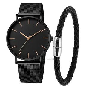 RUNERR Relógio Masculino Original Minimalista Quartzo Impermeável Aço Inoxidável 40mm