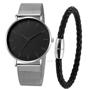 RUNERR Relógio Masculino Original Minimalista Quartzo Impermeável Aço Inoxidável 40mm