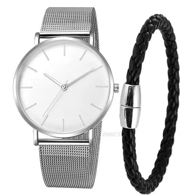 RUNERR Relógio Masculino Original Minimalista Quartzo Impermeável Aço Inoxidável 40mm